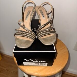 Nina Metallic Gold Strappy Heeled Sandals